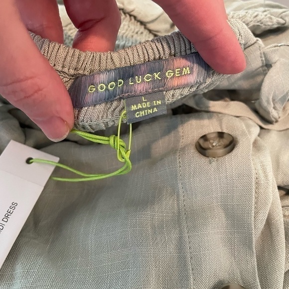 𝅺GOOD LUCK GEM Button Front Sleeveless Midi Dress sage green - Picture 11 of 13